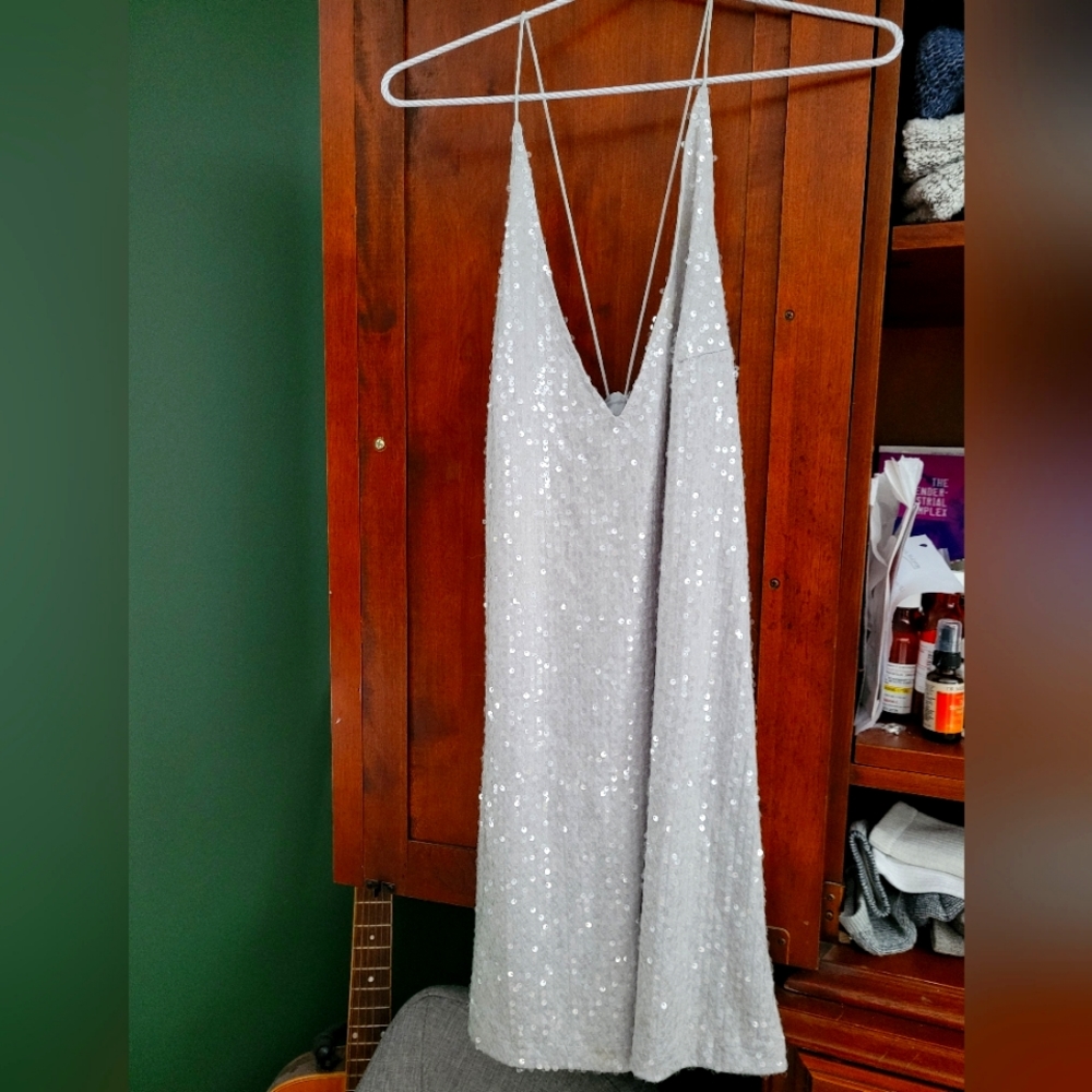 Sequined silver dress